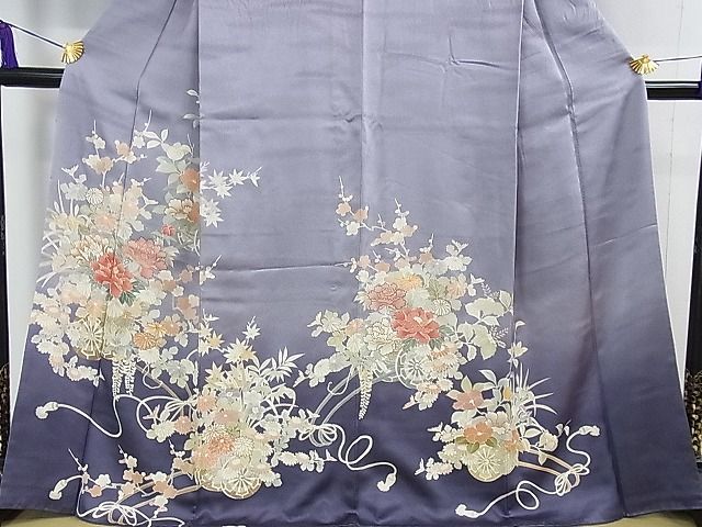 平和屋本店■極上　創業460年・千總　訪問着　駒刺繍　花車　暈し染め　金彩　高島屋扱い　反端付き　逸品　DZAA1329kh4 平和屋本店□極上 創業460年・千總 訪問着 駒刺繍 花車 暈し染め 金彩