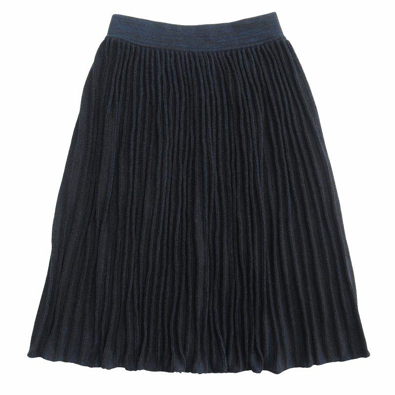 美品 15ss エルメス HERMES リネン ニット プリーツ フレア スカート  