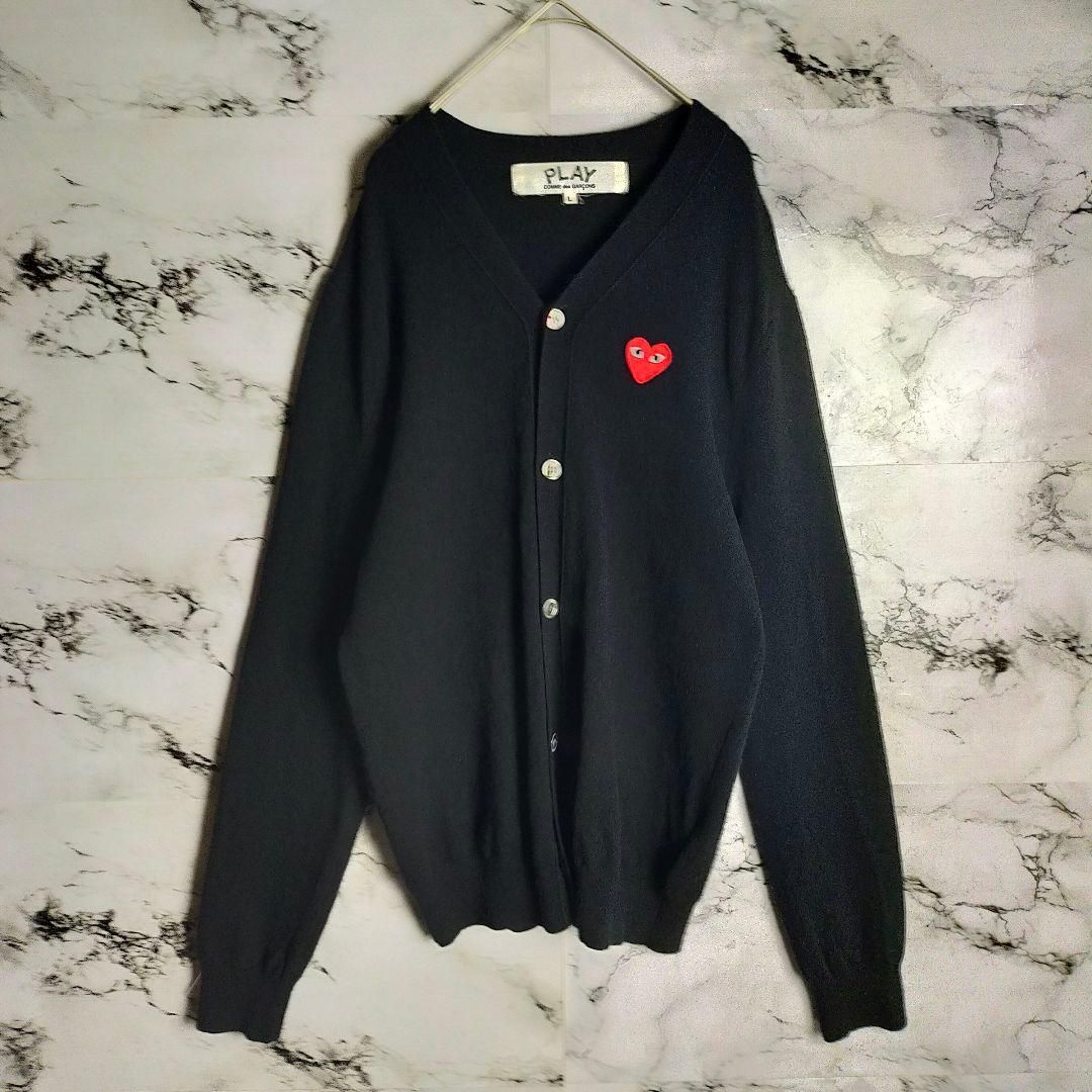 定番人気 プレイコムデギャルソン Lサイズ 刺繍ハートロゴ カーディガン