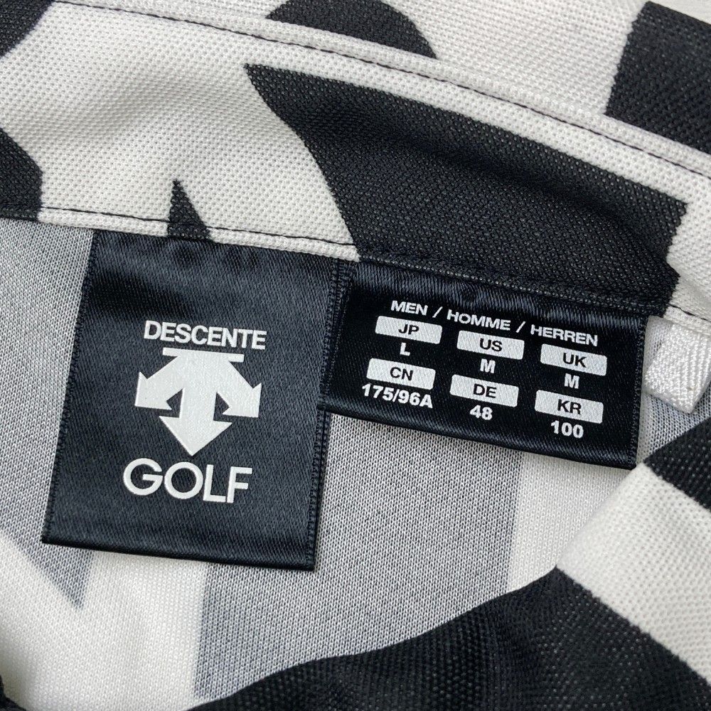 サイズ：L DESCENTE GOLF デサントゴルフ  半袖ポロシャツ 総柄 ブラック系 [240101439745] ゴルフウェア メンズ ストスト サイズ：L DESCENTE GOLF デサントゴルフ 半袖ポロシャツ 総柄