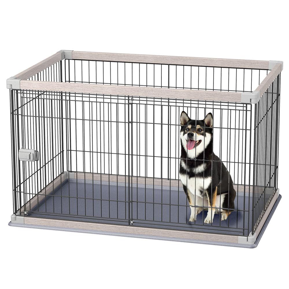 アイリスオーヤマ 犬 サークル ウッディサークル アッシュグレー 中型犬用 P295979F IRIS OHYAMA
