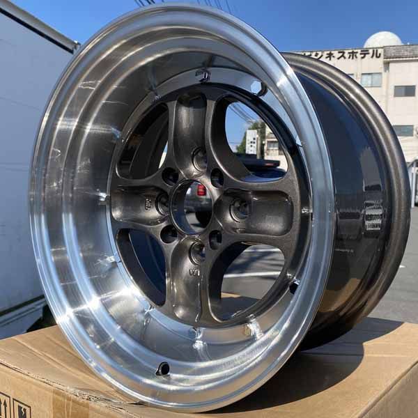 15インチ 数量 商品 ホイール4本セット 15×8J ±0 PCD 100 114.3 4穴 深リム 4本スポーク 旧車 スポーツカー ドリ車 ローダウン など カスタムサイズ ブロンズ 茶 艶有