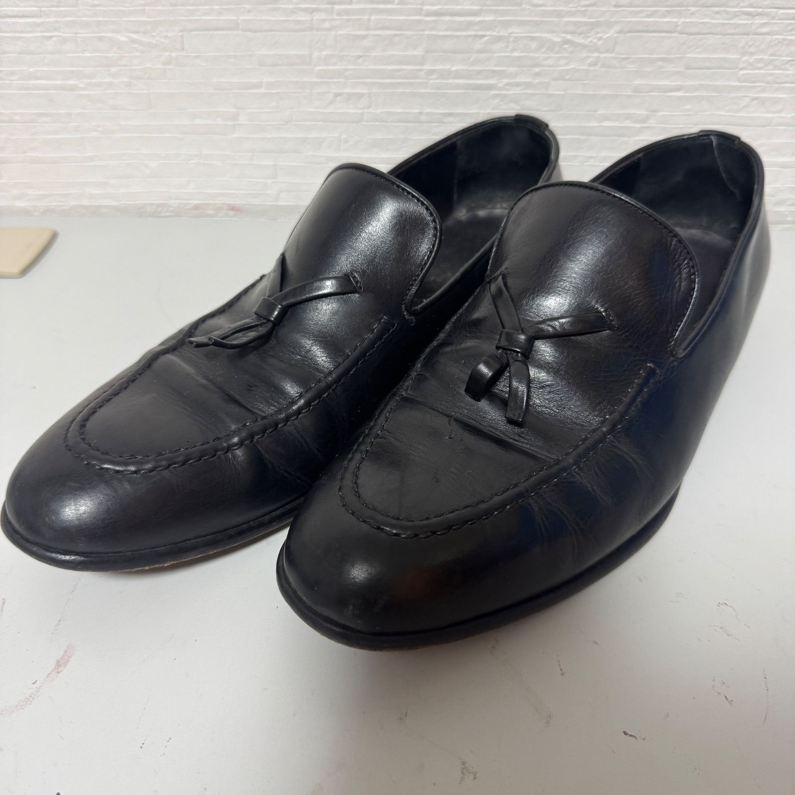 GUCCI タッセルローファー メンズ 41.5E 26.5cm相当 ブラック レザー