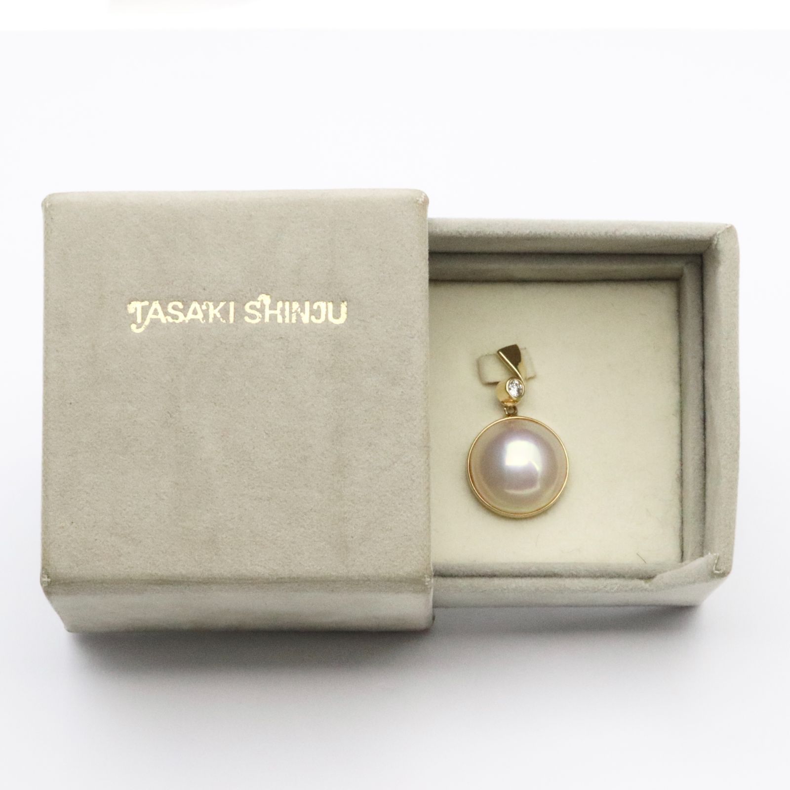 田崎真珠 ネックレストップ K18 ダイヤモンド 0.06ct×マベパール