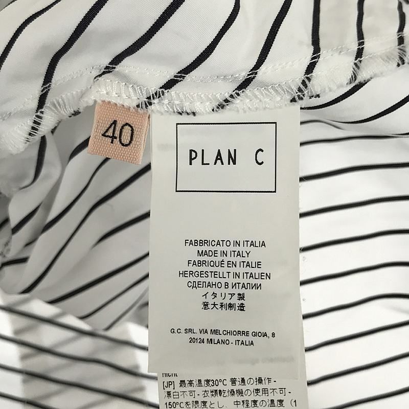 Plan C / プランシー | ストライプ バックロングシャツ | 40 | ホワイト/ブラック/ブラウン | レディース Plan C / プランシー | ストライプ バックロングシャツ | 40