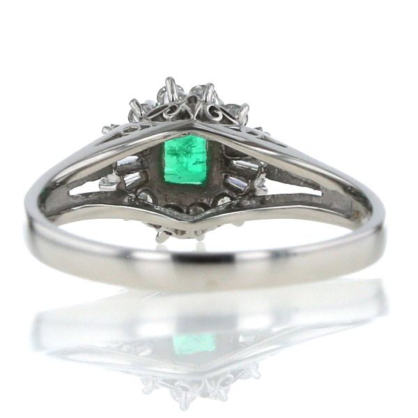 Pt900 プラチナ リング エメラルド 0.45ct ダイヤモンド 0.24ct 