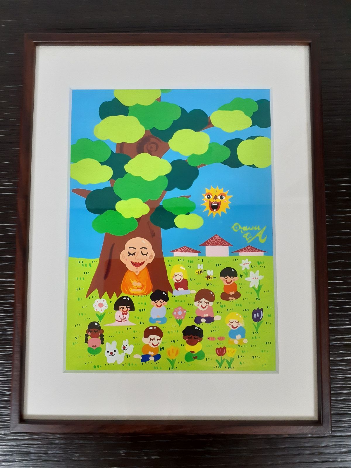 2枚で送料無料 緑の曼荼羅 画家 小楠アキコ作品 サイズ30×30cm