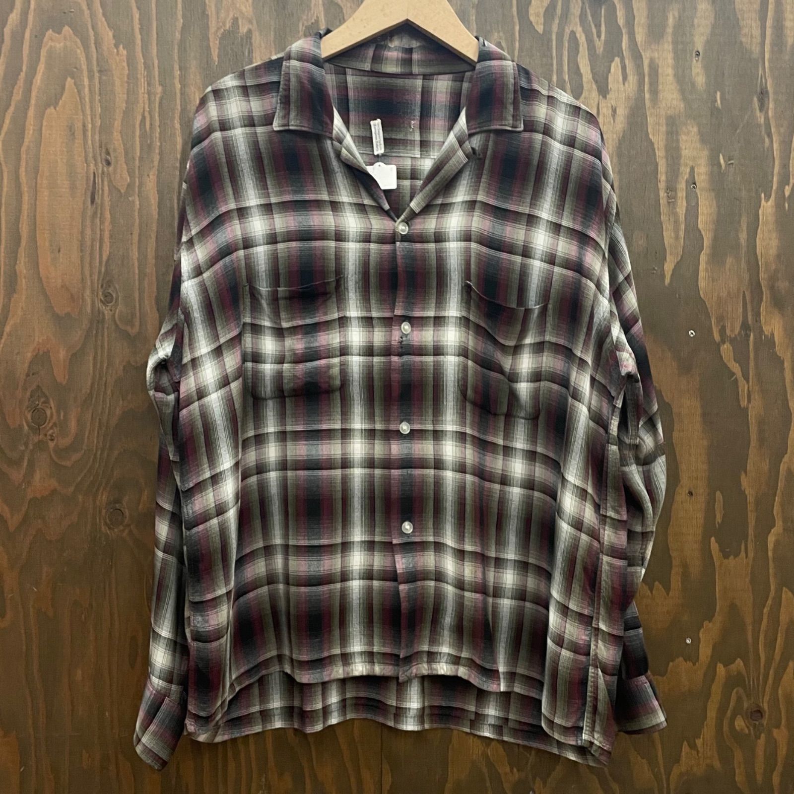 希少 50s~ Vintage Ombre Check Rayon Shirt 50s towncraft