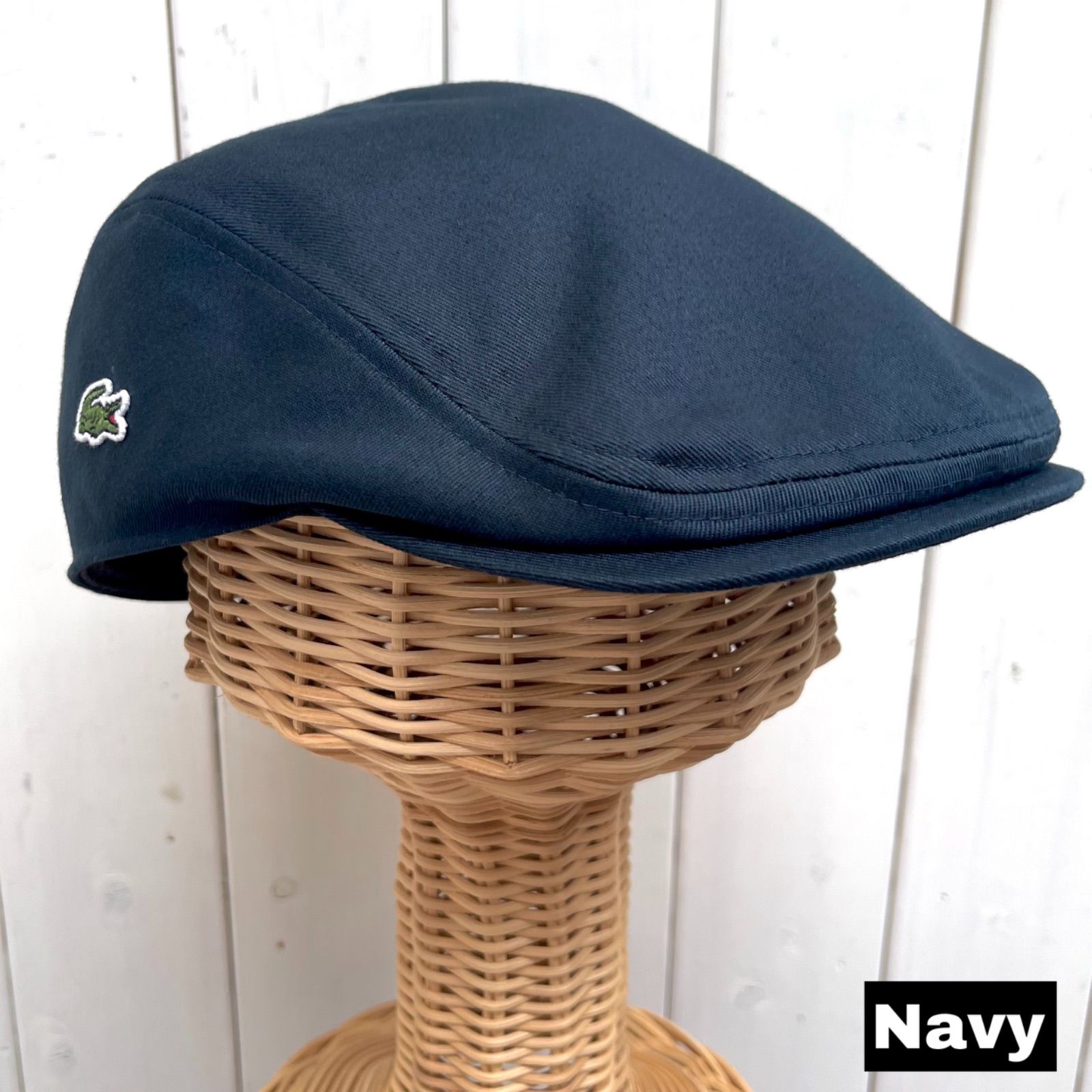 LACOSTE ラコステ ハンチング 日本製 コットン素材 Navy 洗える帽子