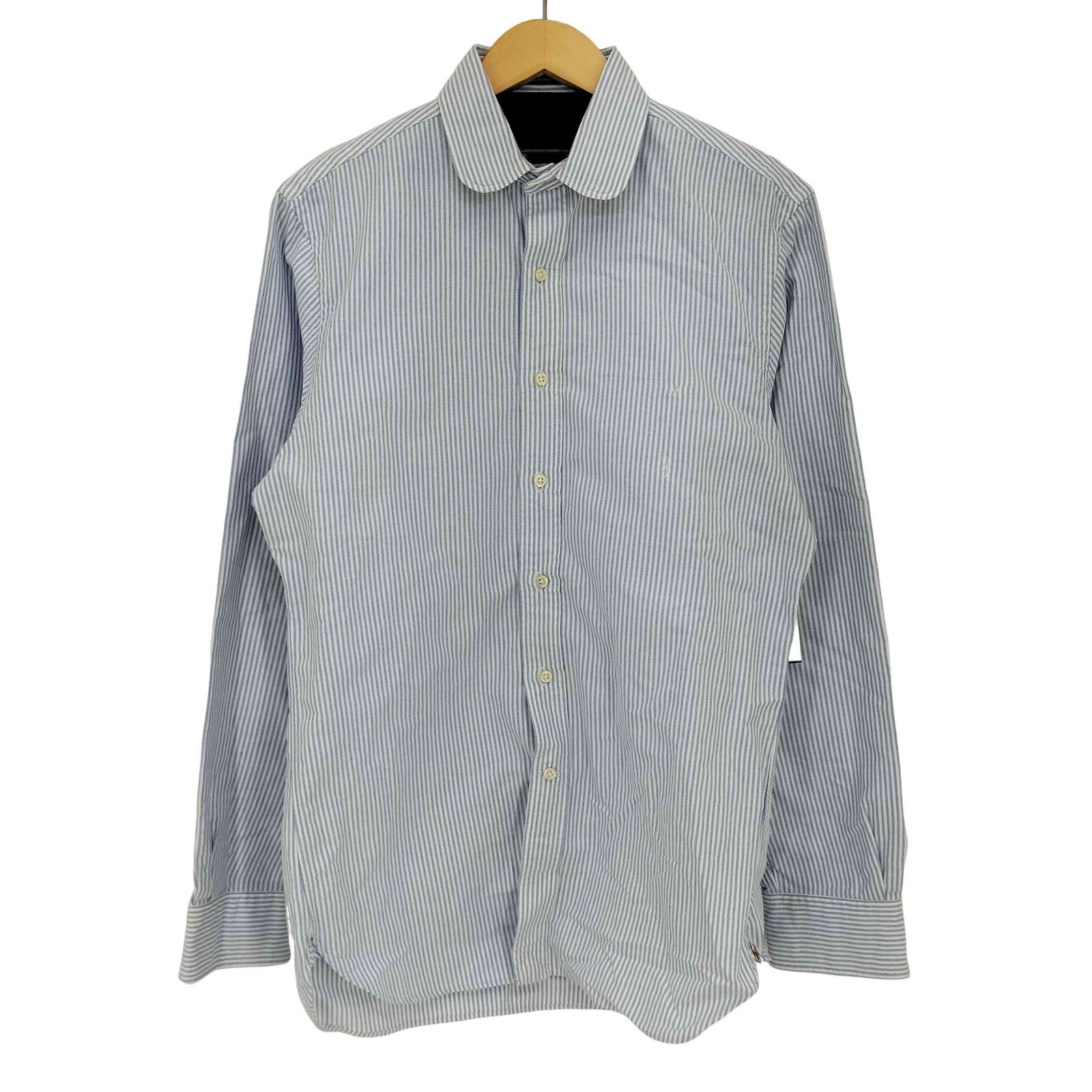 ポロラルフローレン POLO RALPH LAUREN USA製 SLIM FIT 丸襟 裾ポニー ストライプシャツ メンズ  15 1/2  170/92A