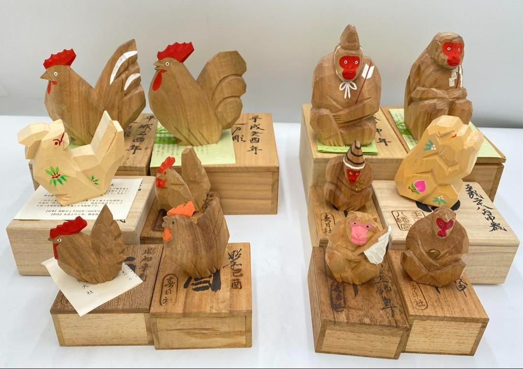 奈良一刀彫り まとめ売り 干支 78体 共箱 奈良一刀彫り まとめ売り 干支