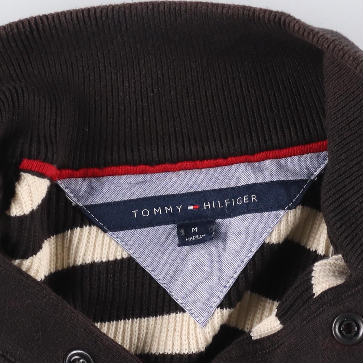 古着 トミーヒルフィガー TOMMY HILFIGER ボーダー柄 ハーフスナップ