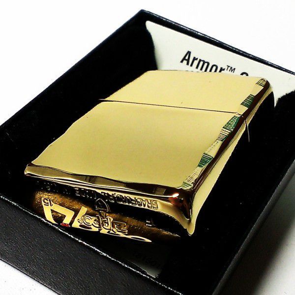 ZIPPO アーマー ジッポ ライター ゴールド シャインレイ 金タンク 重厚