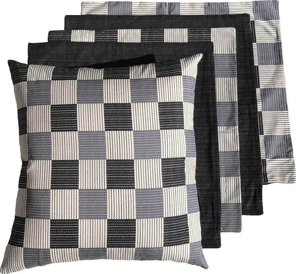 新着商品 5枚セット 59 和市松A ブラック 55 55x59 座布団カバー セット