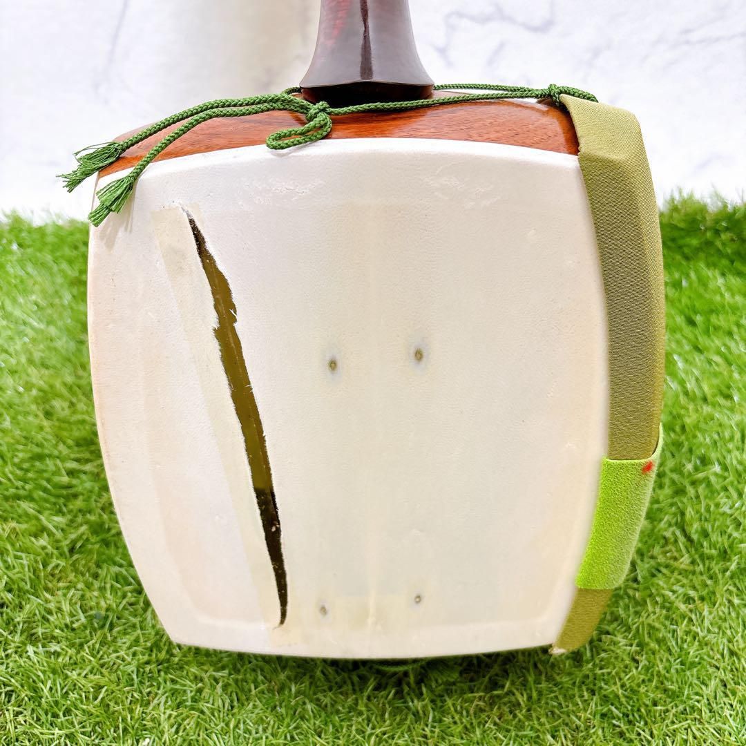 三味線 子持ち綾杉 三ツ折 和楽器 弦楽器 2本溝 胴ヤブレあり