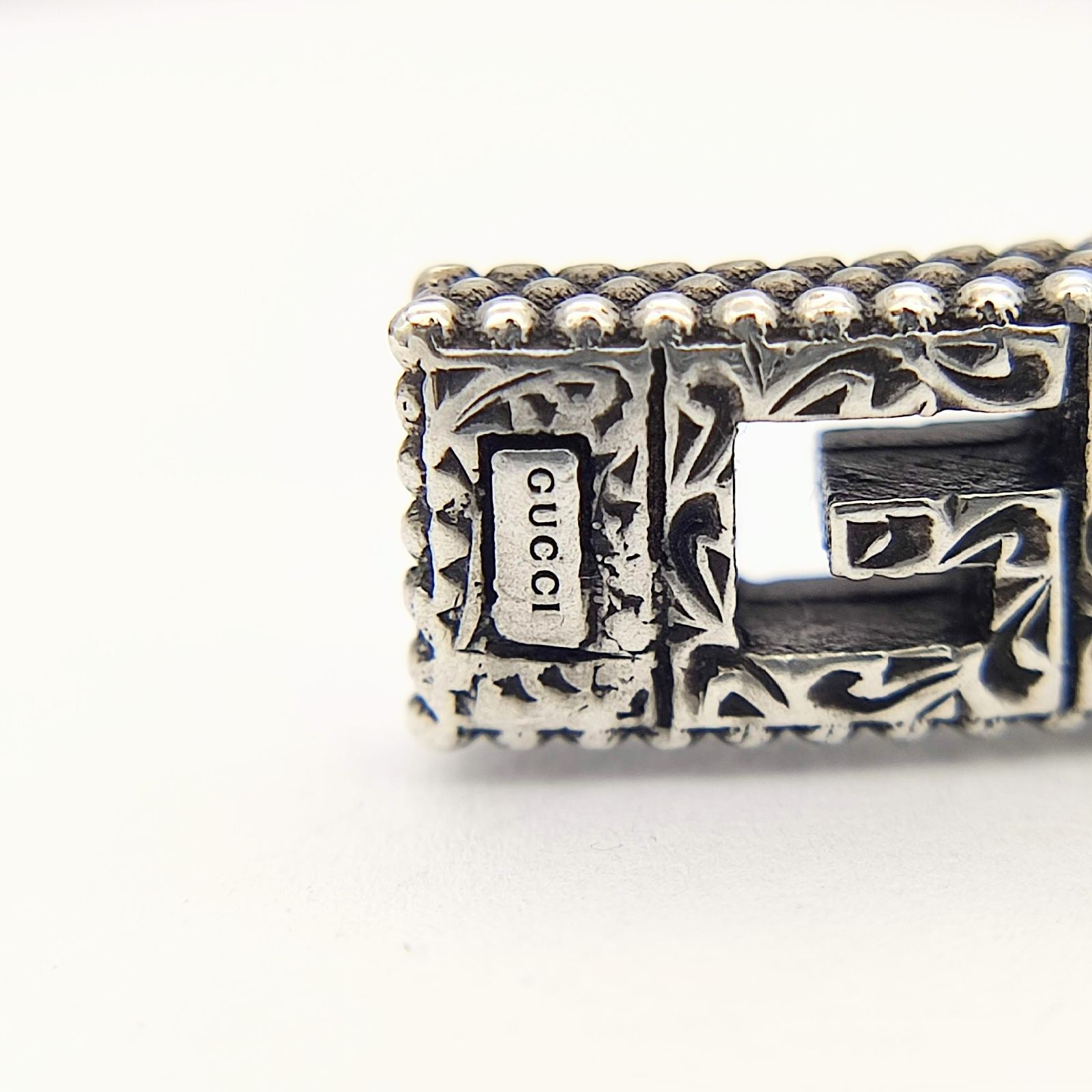 GUCCI シルバー バングル アラベスク 美品】GUCCI グッチ スクエアG アラベスクバングル 19 SILVER