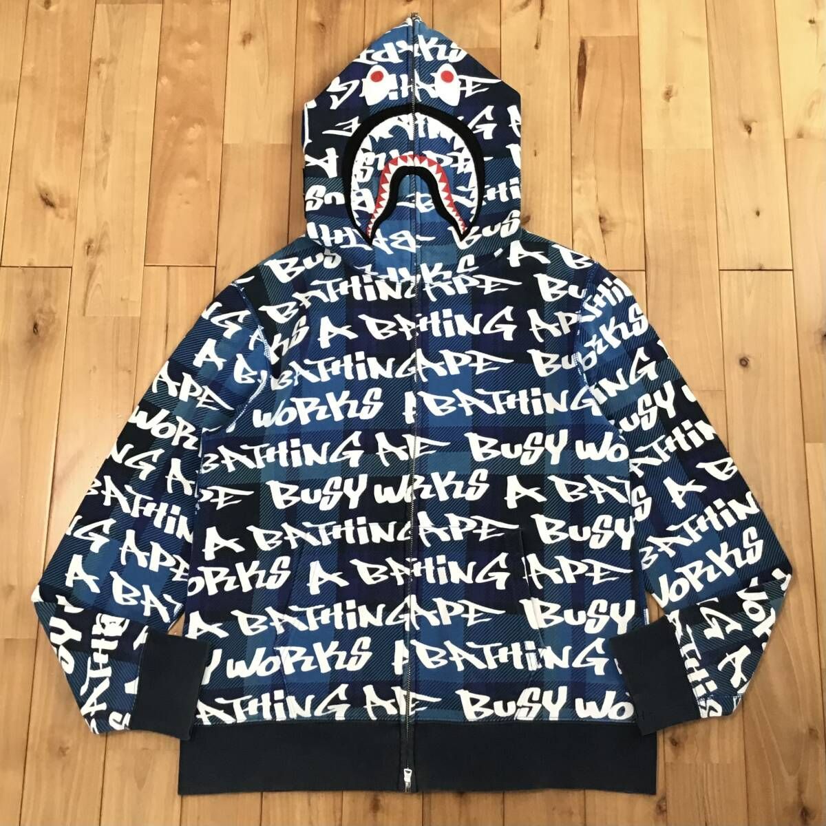 GRAFFITI CHECK shark full zip hoodie Lサイズ a bathing ape