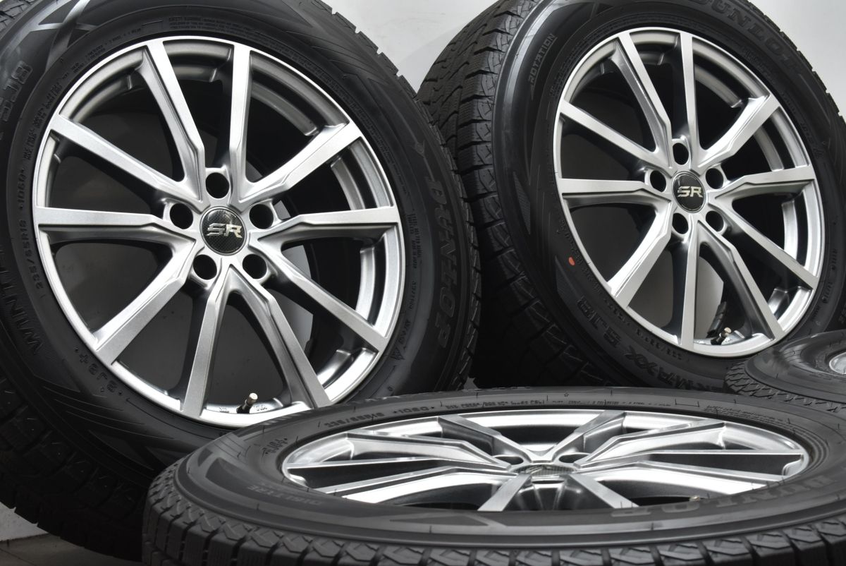 【バリ溝 美品】ストレンジャー 18in 7.5J +38 PCD114.3 ダンロップ ウィンターマックス SJ8+ 235/65R18 レクサス RX ムラーノ 送料無料