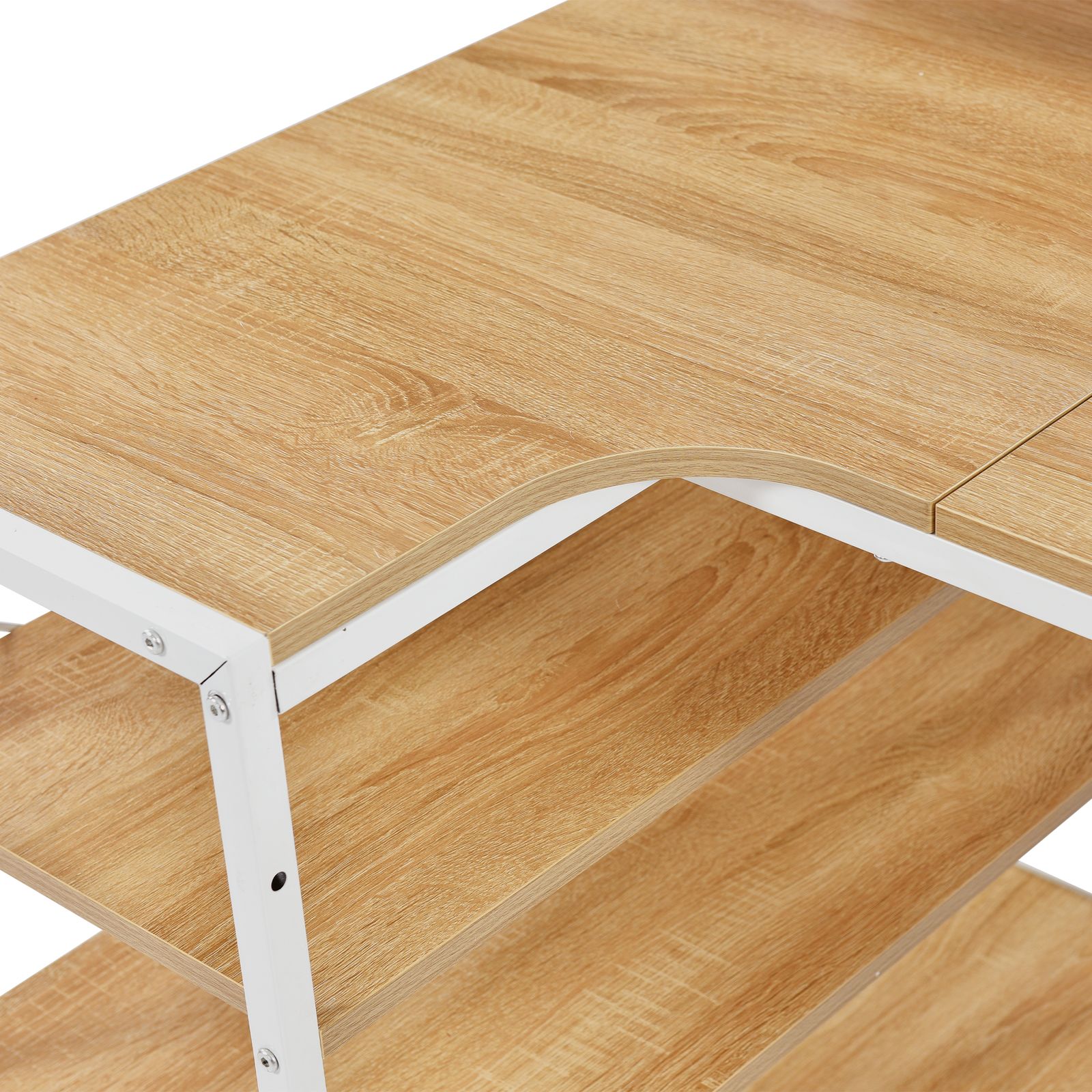 パソコンデスク L字 120cm 3段ラック付 ハイデスク付き デスク