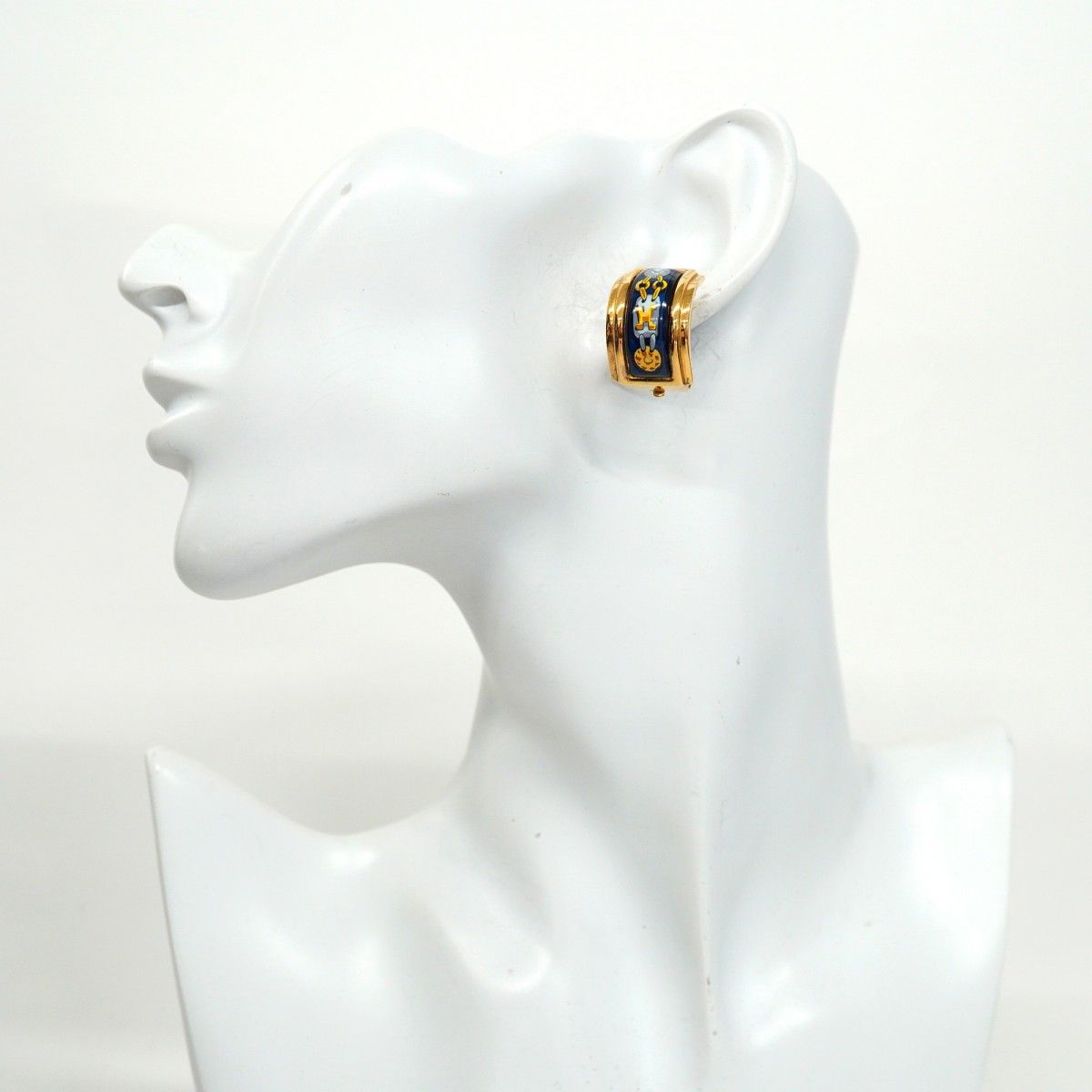 5jeb0105】エルメス イヤリング エマイユ GPメッキ 七宝焼き ゴールド  