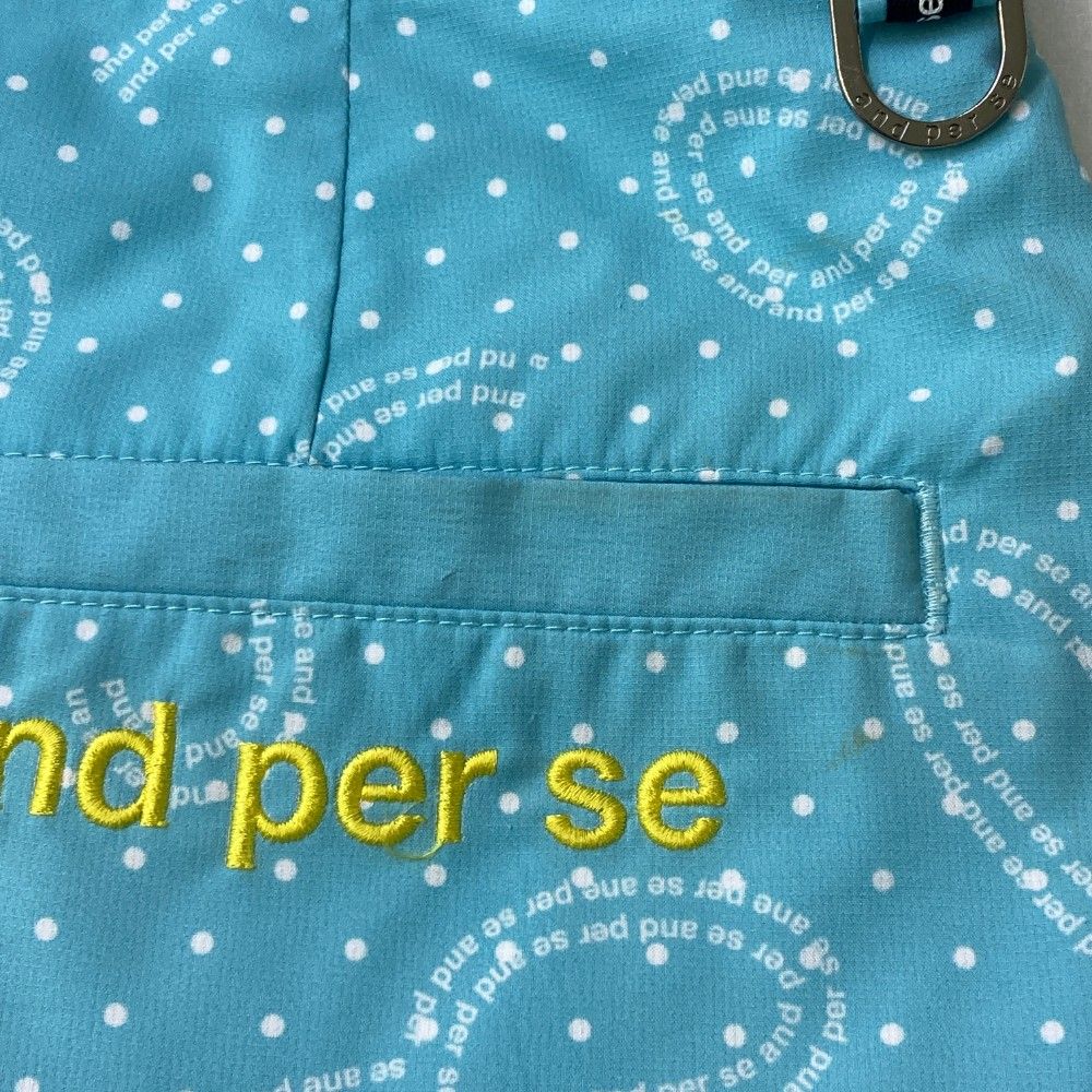 サイズ：M AND PER SE アンパスィ ストレッチスカート ドット柄 ブルー