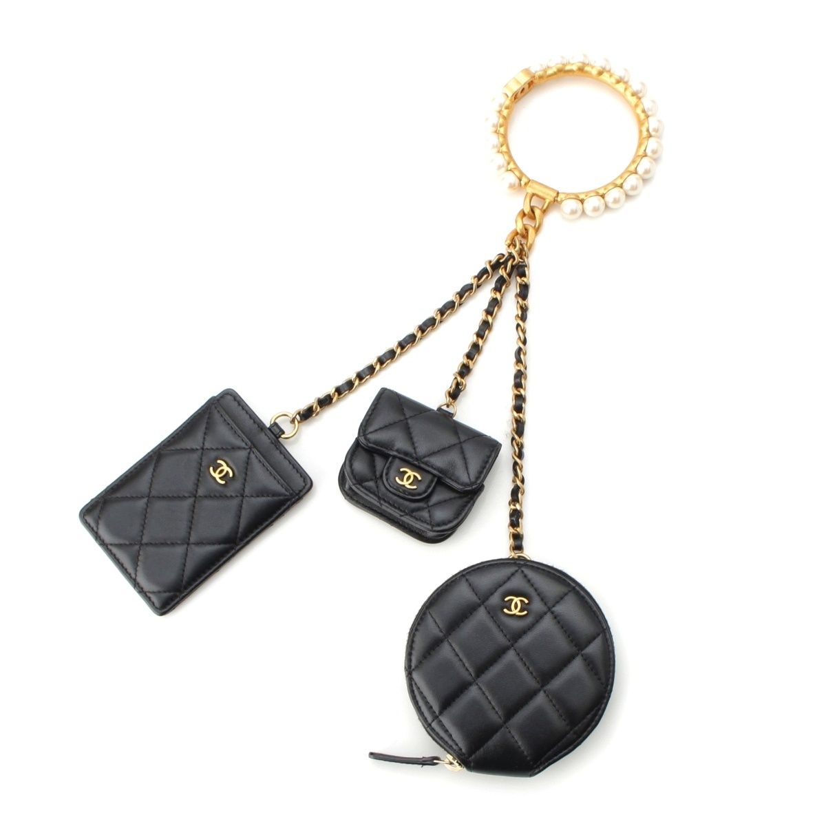 シャネル ラムスキン マトラッセ ココマーク パールクラウンハンドル  