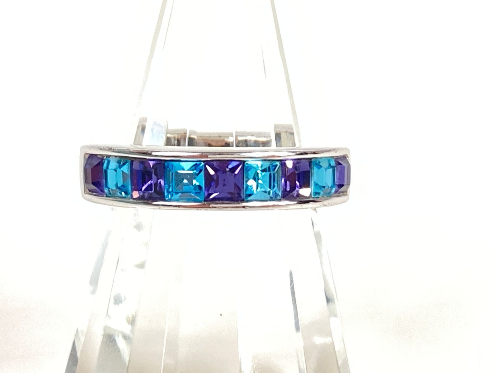 グリーン スワロフスキークリスタル 指輪 リング Swarovski Crystals アート シンプル カクテル ステンドグラス風リング シルバー925 エメラルドグリーン シルバー レディース グリーン マーブル模様 指輪 オープンリング  金属アレルギー対応 六角形 : SILVER KYASYA 925スターリングシルバー ロジウムメッキ ライトグリーン スワロフスキークリスタル