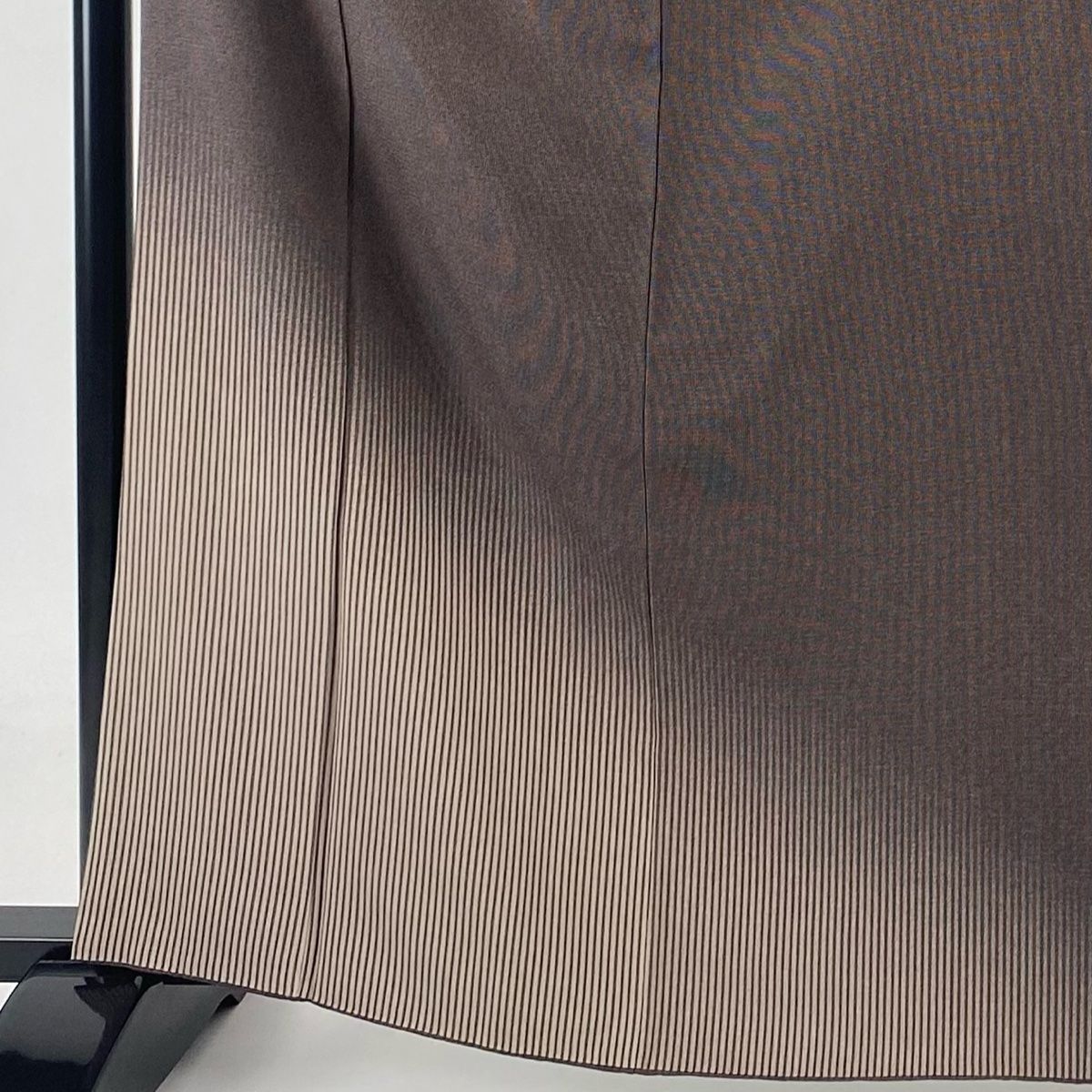 付下げ 身丈164.5cm 裄丈67.5cm L 袷 角通し 縦縞 焦茶色 正絹