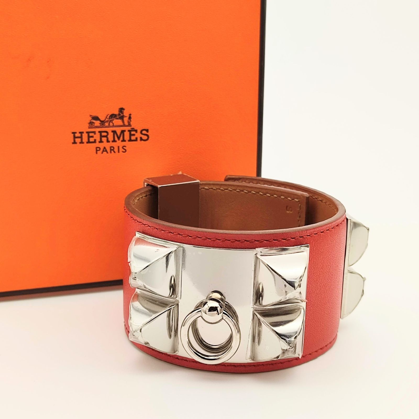 超美品】HERMES エルメス コリエドシアン S シルバー×オレンジ - メルカリ