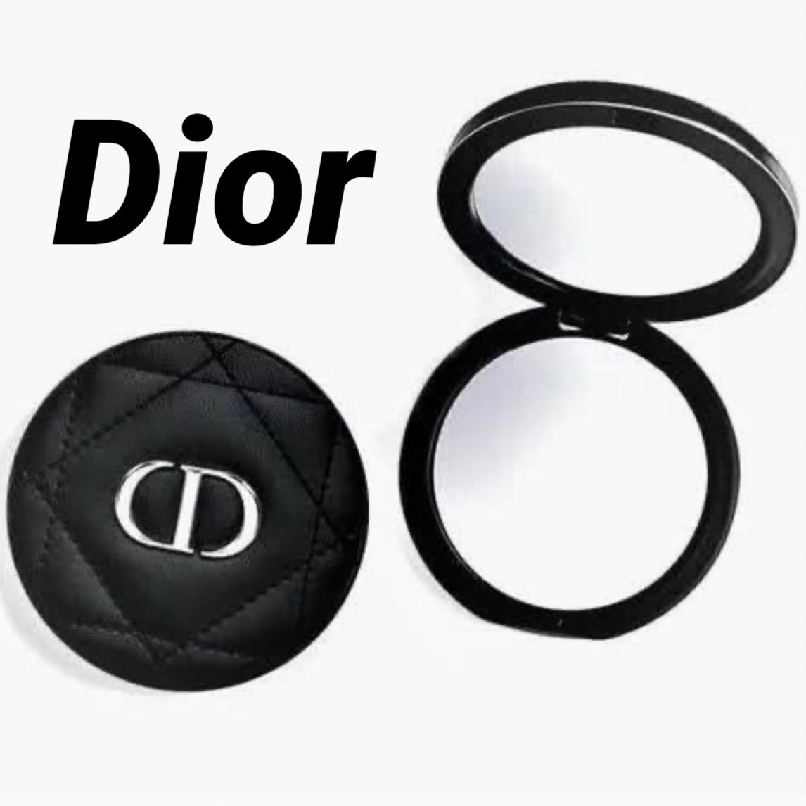 Dior／キルティング コンパクトダブルミラー ノベルティ ブラック 黒