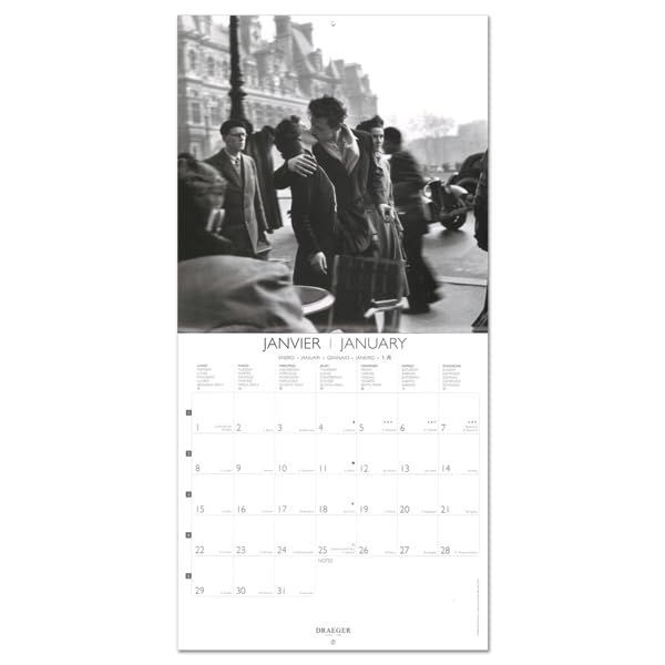 [人気商品]DOISNEAU ドレジャー 2024年 ラージカレンダー DOISNEAU ロベール・ドアノー 壁掛け モノクロ写真 スケジュール 写真 祝日シール calendar
