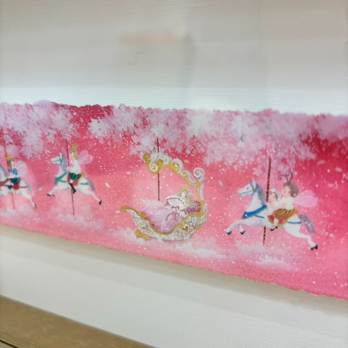 横山真弥　妖精たちのメリーゴーランド　74/200 アーカイバルプリント　額 横山真弥 版画(アーカイバル) 妖精たちのメリーゴーランド