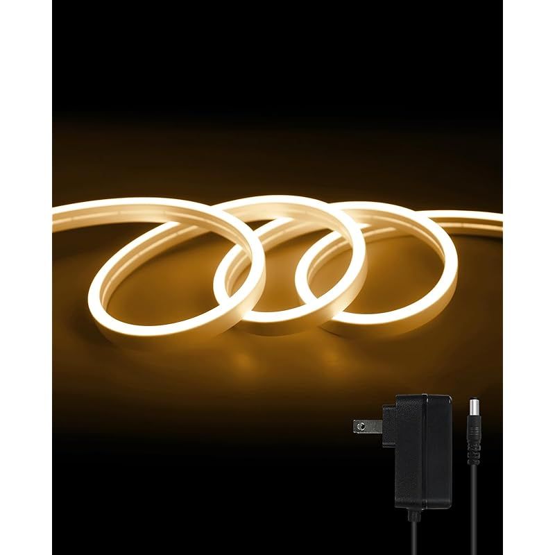 ShineBurky ledテープライト 5m SMD2835 120LEDs/m IP65防水 ネオンチューブ 入電電圧12V 調光可能 カット可能 間接照明 テープ 照明 取付簡単 ledチューブライト 電球色 0