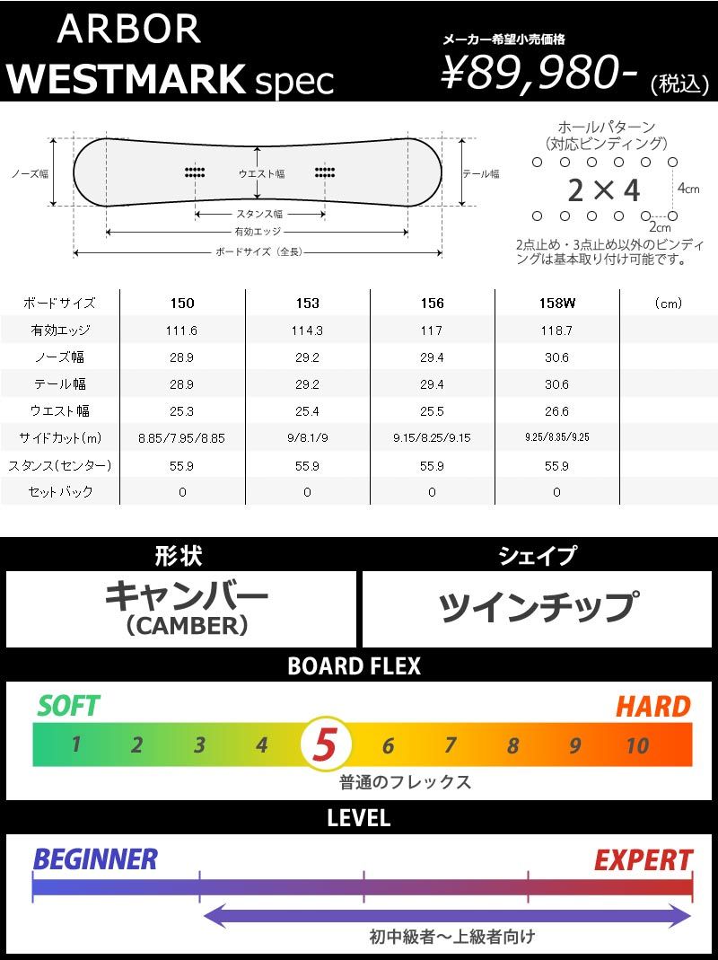 23-24 ARBOR/アーバー WESTMARK camber ウエストマーク メンズ スノーボード ジブ キッカー 板 2024 型落ち -  メルカリ