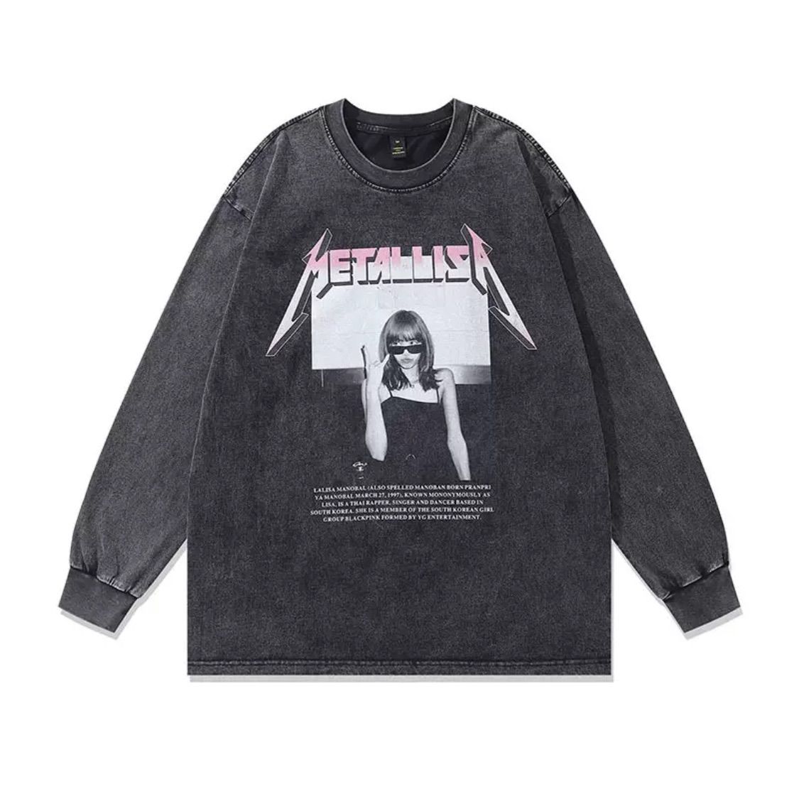 METALLICA メタリカ BLACKPINKリサ バンドロック ラップ 長袖Tシャツ