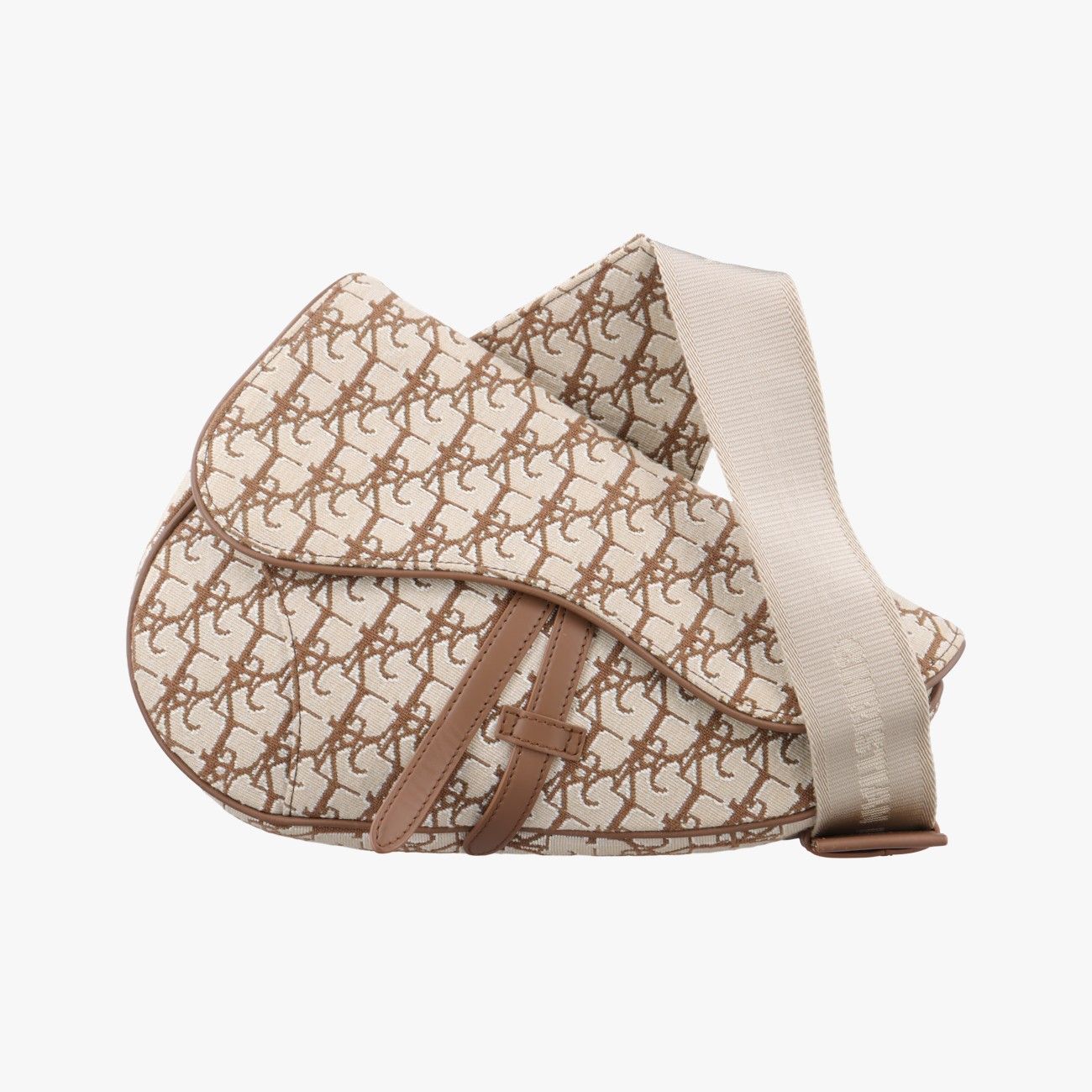 クリスチャンディオールChristian Diorサドル ベージュ×ブラウン ジャガード 21-BO-0212