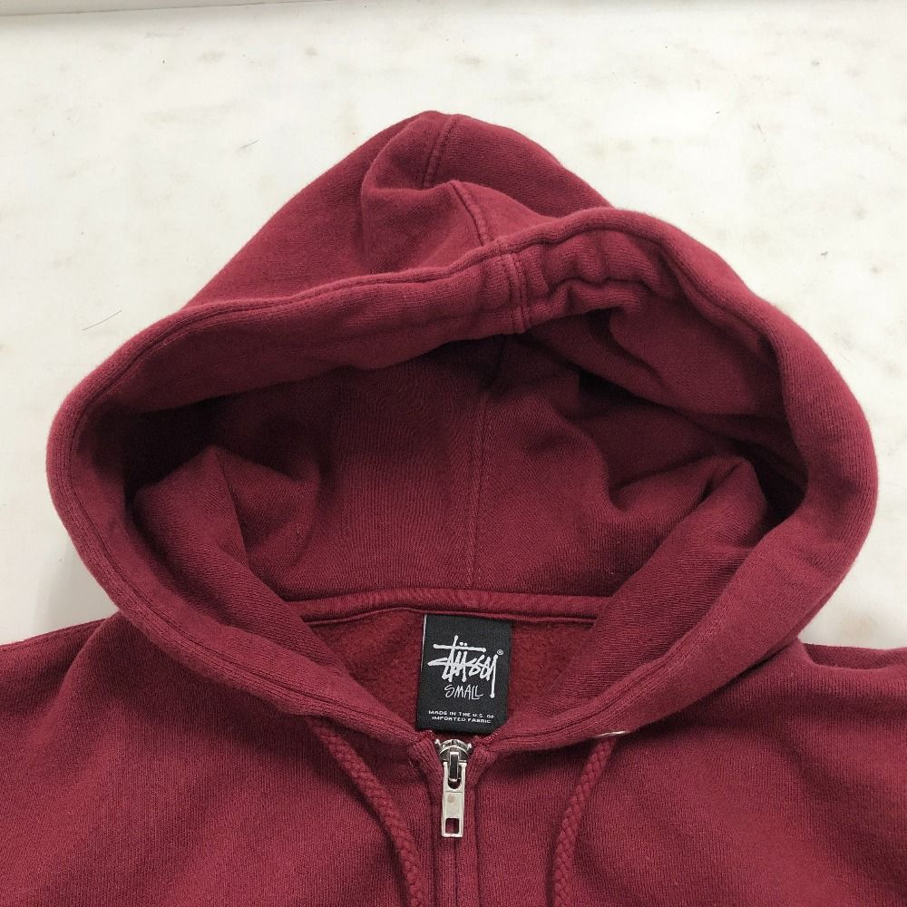 Stüssy ワインレッド ジップアップパーカー 02w16427 ステューシー STUSSY ジップパーカー 裏起毛 ワイン