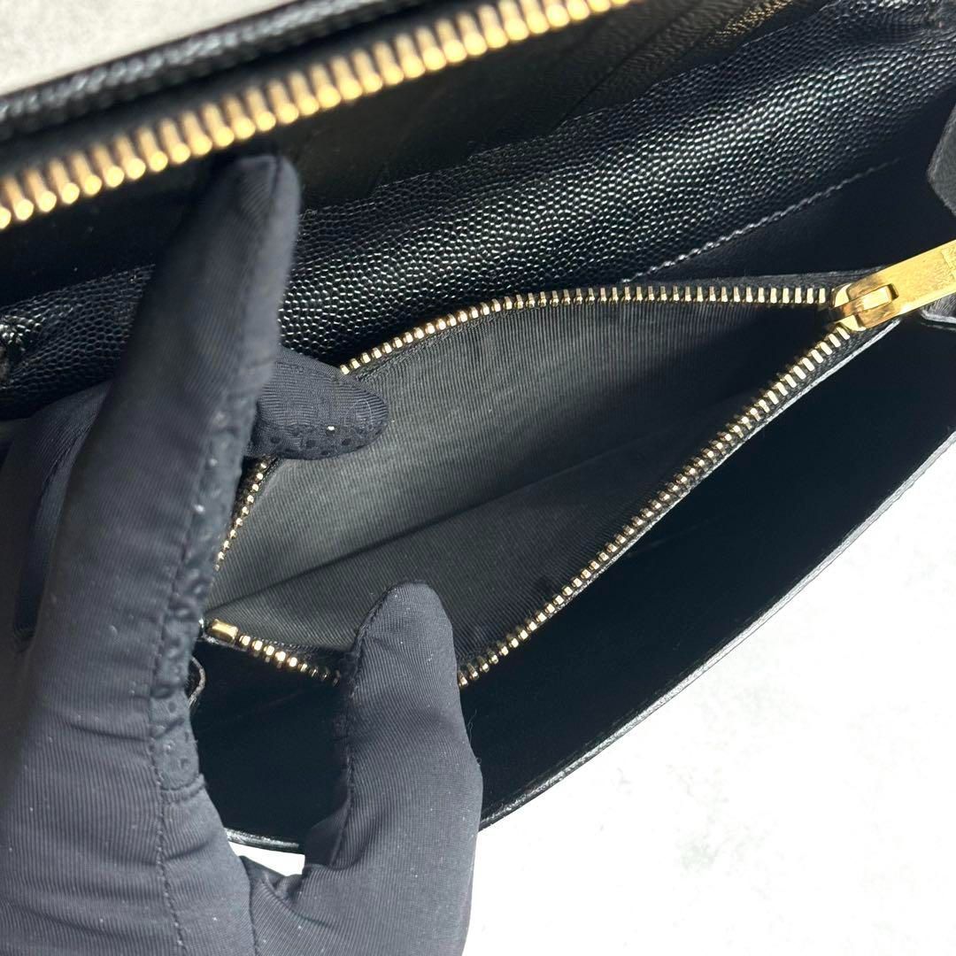 未使用近/付属品完備】SAINT LAURENT キャビアスキン