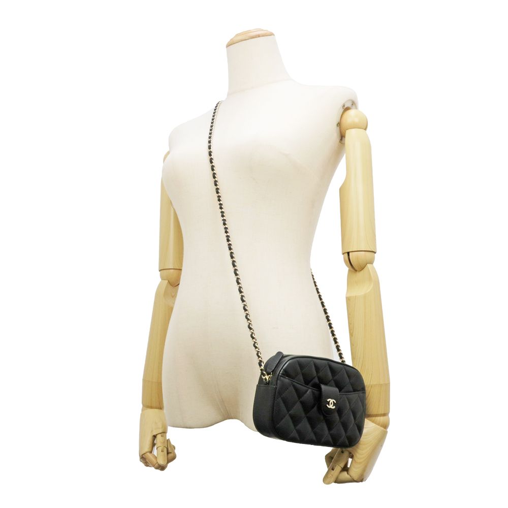 名東】【CHANEL】シャネル チェーンショルダーポーチバッグ キャビア  