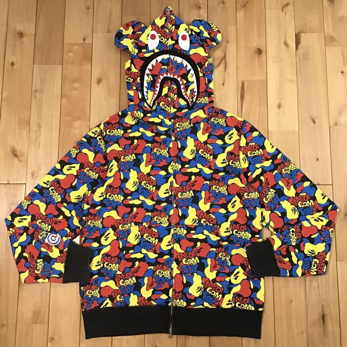 肩幅46cm希少！BAPE ダブルシャーク パーカー L