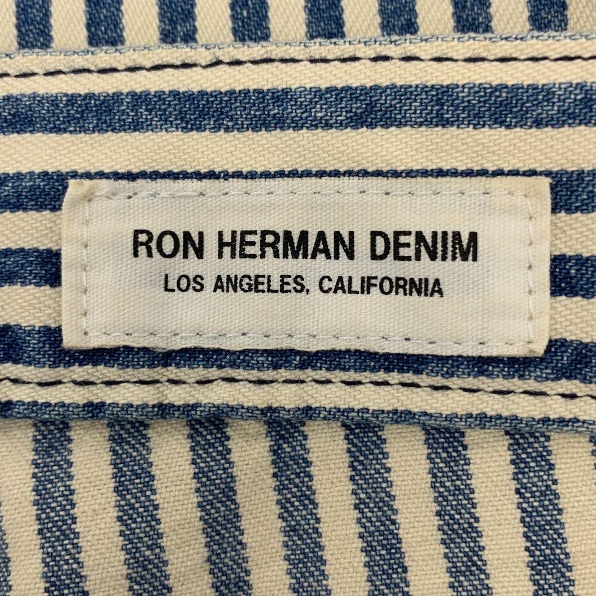 【美品】  Ron Herman / ロンハーマン | 2024AW | ダメージ加工 ストライプ デニム ペインターパンツ | S | インディゴ / ホワイト | メンズ 美品】 Ron Herman / ロンハーマン | 2024AW | ダメージ加工