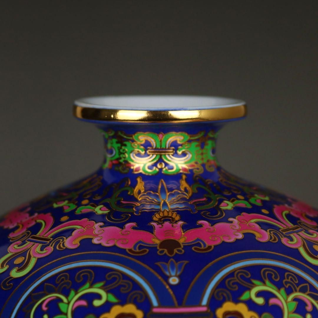 清康熙祭藍釉琺瑯彩人物紋梅瓶 景徳鎮 陶磁器 装飾品 現代工芸品 美術品 置物 琺瑯彩花鳥八方梅瓶 景徳鎮 陶磁器 装飾品 現代工芸品 美術品