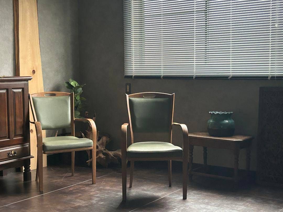 カリモク家具 karimoku アームチェア グリーンレザー