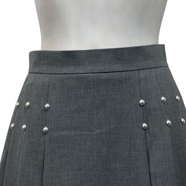 ◆ ルネ Rene パールプリーツスカート フ スカート 装飾 ライトグレー 36 S 7号 レディース S5V472