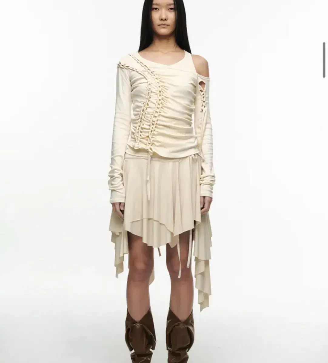 NACHE ナチェ フルイドフロー レイヤード スカート ダスティ 黄色