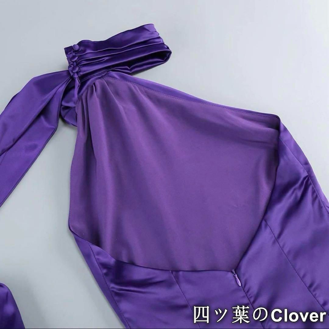 首元のお花のデザインがオシャレなホルターネックのロングドレス 美品・未使用新品】首元のお花のデザインがオシャレな