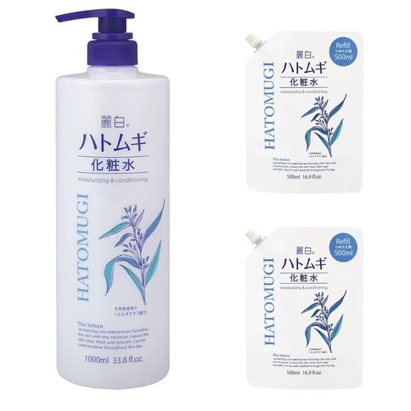 新品 ハトムギ化粧水 本体 1000ml 1本 詰替 500ml 2袋 セット まとめ買い ハトムギ熊野油脂麗白大容量