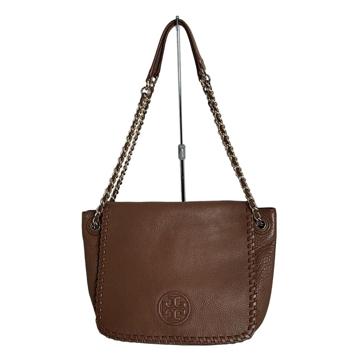 Tory Burch ブラウンレザーショルダーバッグ TORY BURCH(トリーバーチ) ショルダーバッグ - ダークブラウン