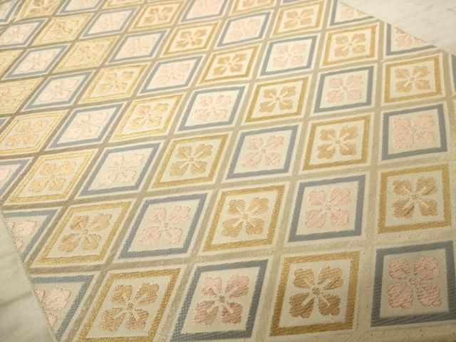 袋帯 六通 花菱 花唐草 金糸 エレガント 逸品 袋帯 美品 逸品 向かい鳥 花菱 金糸 唐織 金色 六通 正絹 中古