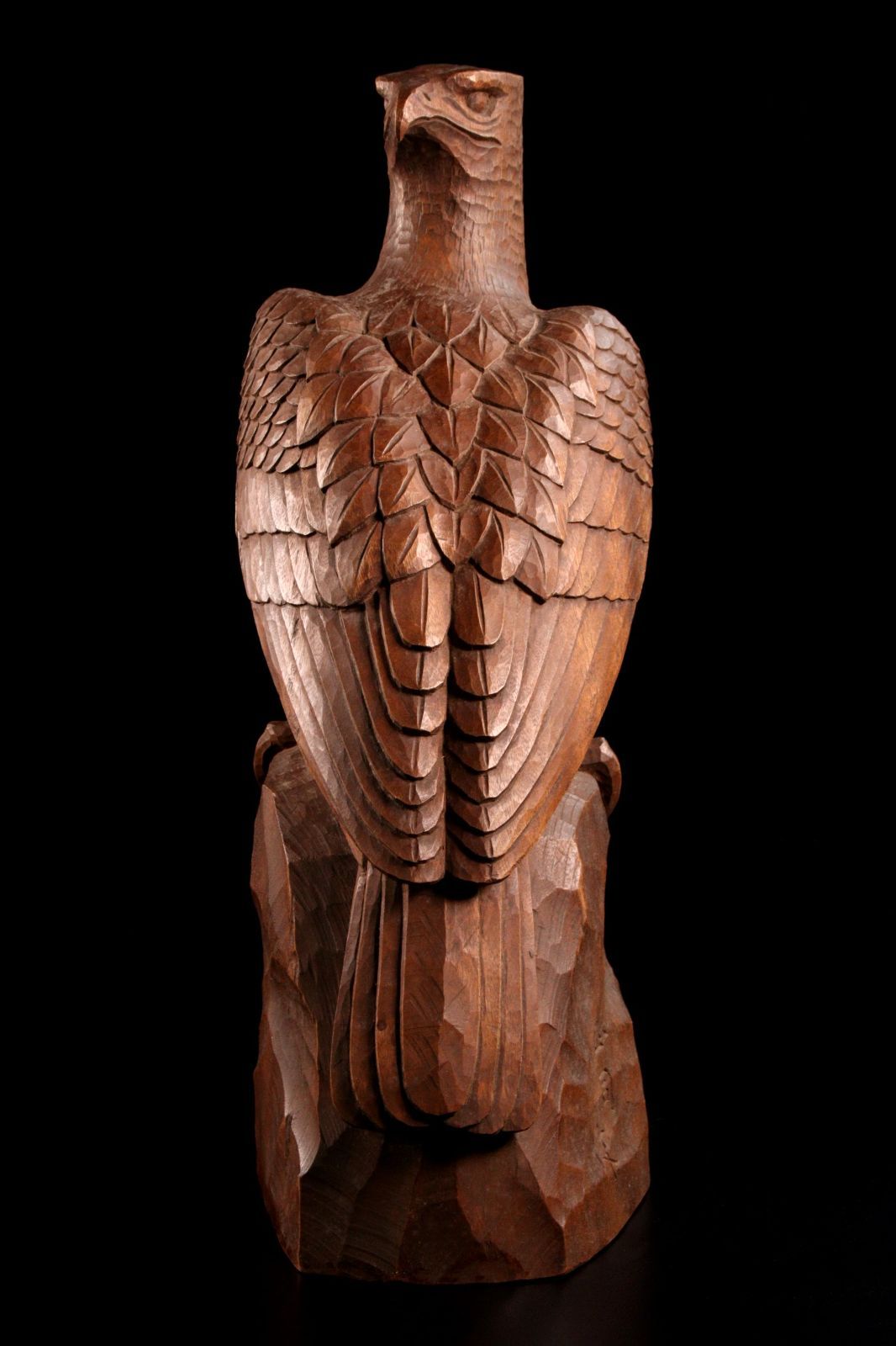 山脇正司 木彫 鷹置物 41.5cm 共箱 唐物 骨董 古美術 楾 P208-OX